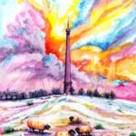 Emley mast in snow